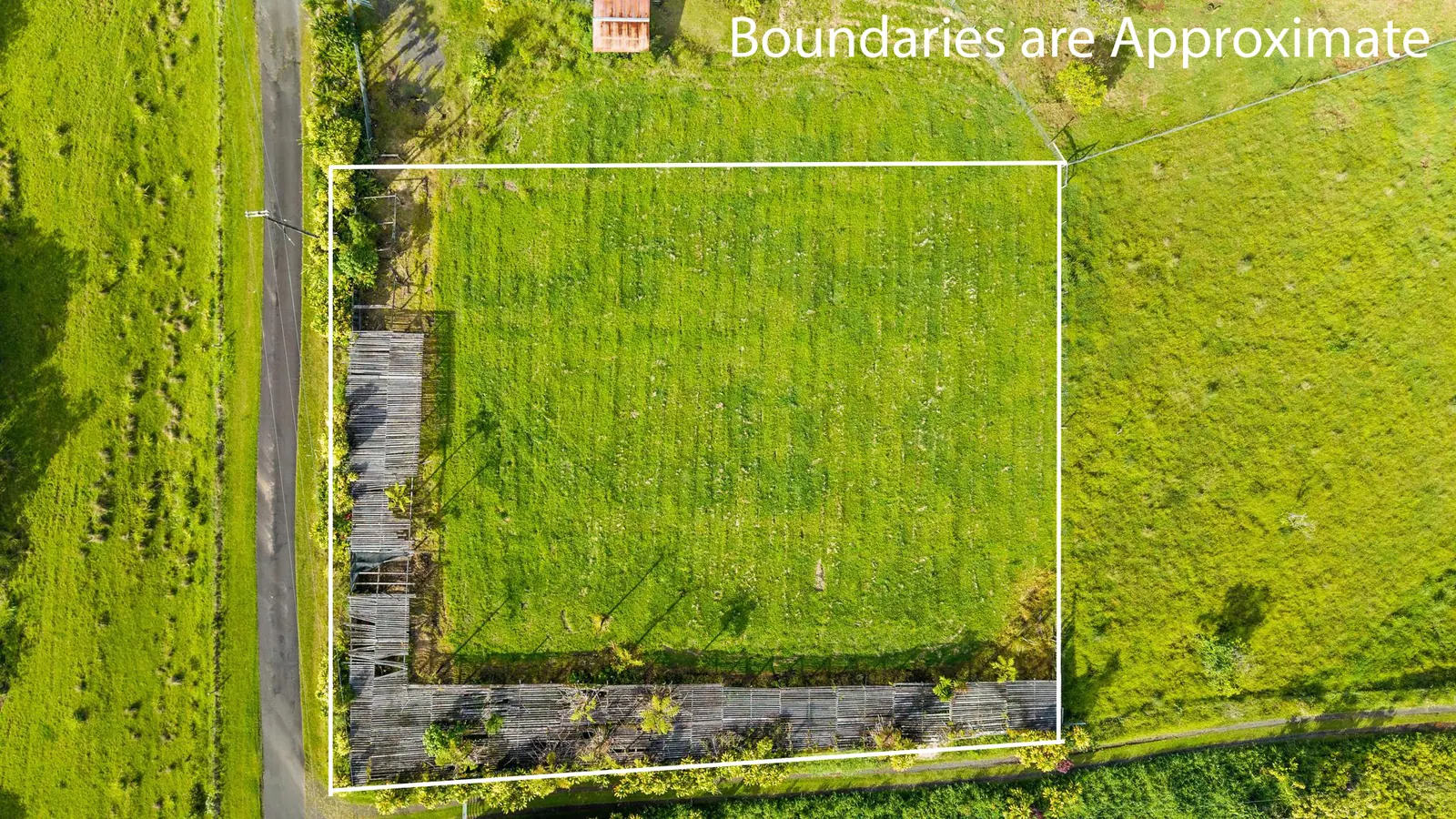 Aerial photograph of Lot F with the boundary drawn